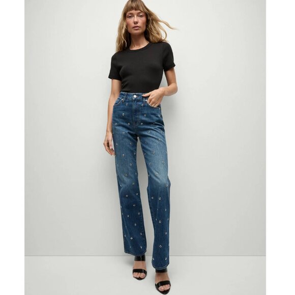 Veronica Beard Dylan Grommet Straight Jeans 26 - Picture 1 of 16